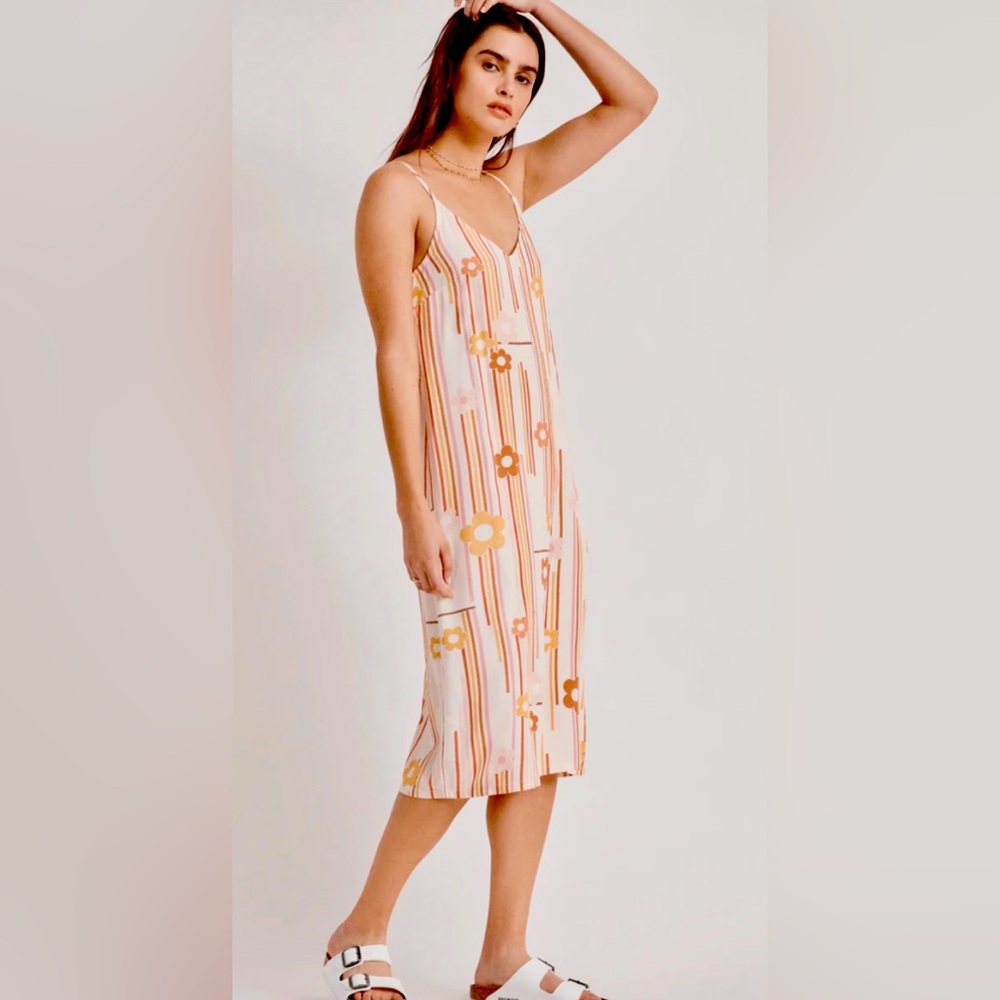 Brixton Multicolor Floral Striped Flowy Dress